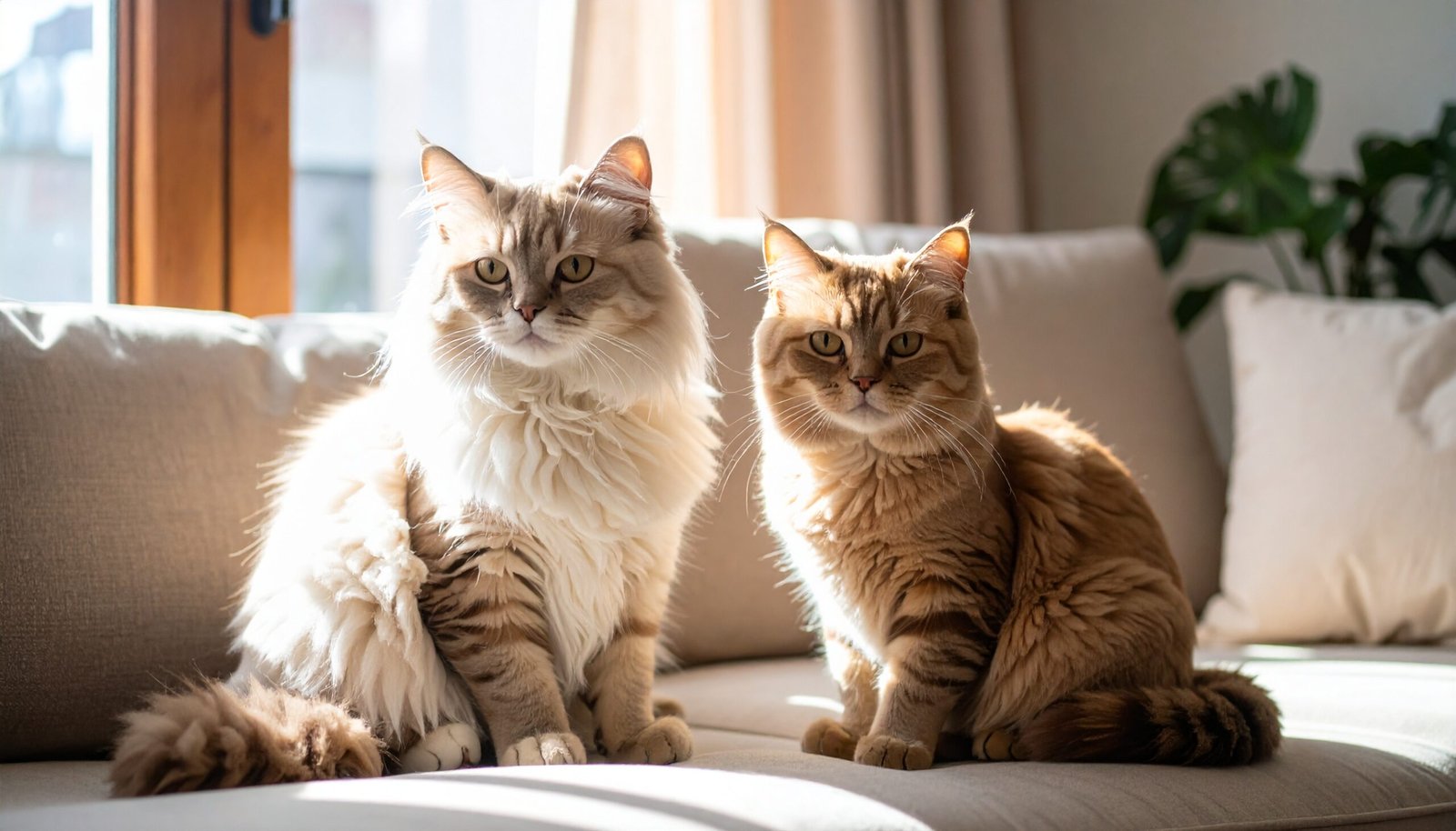 British short hair cat and British long hair