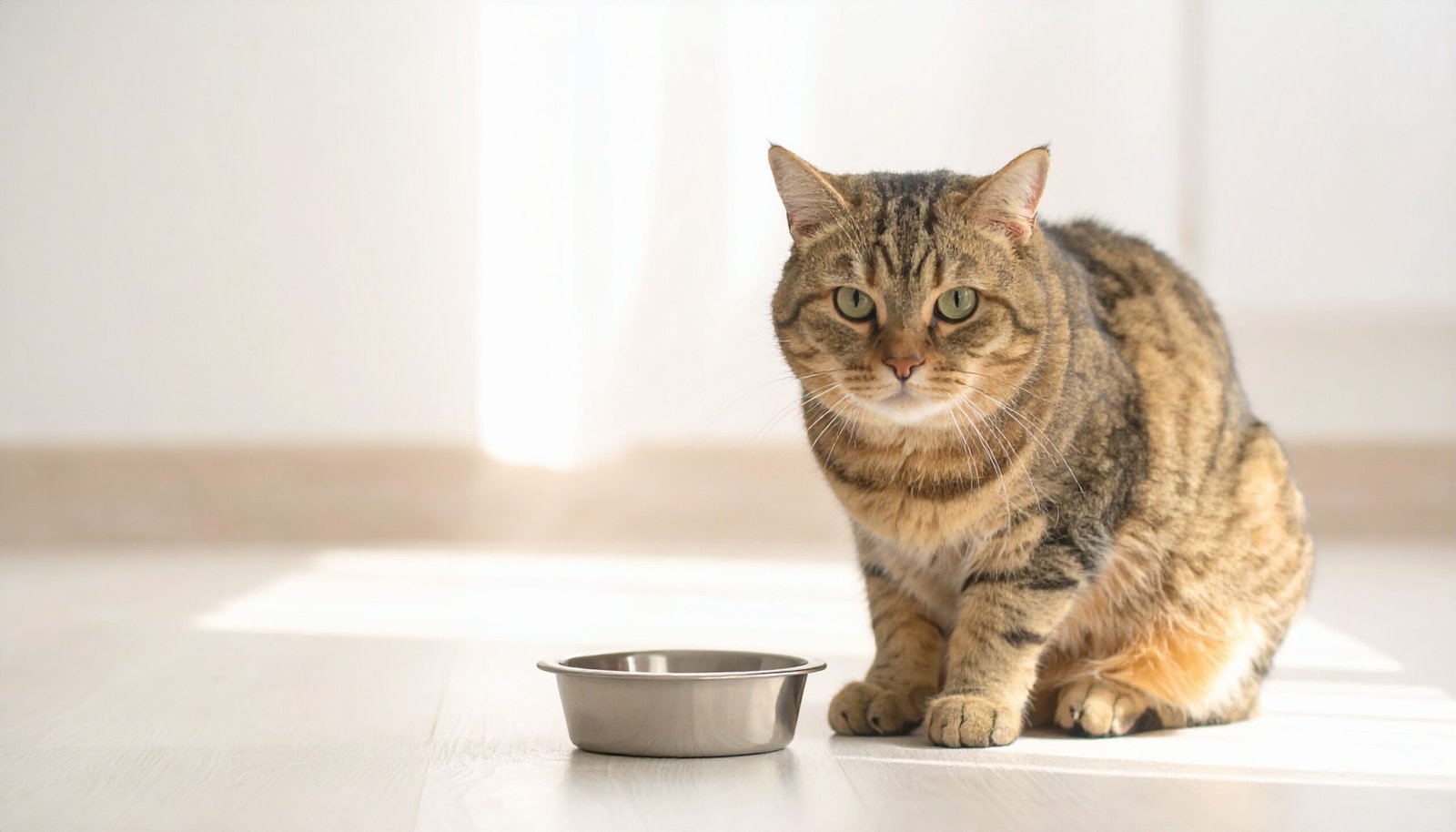 cat with food bowl
